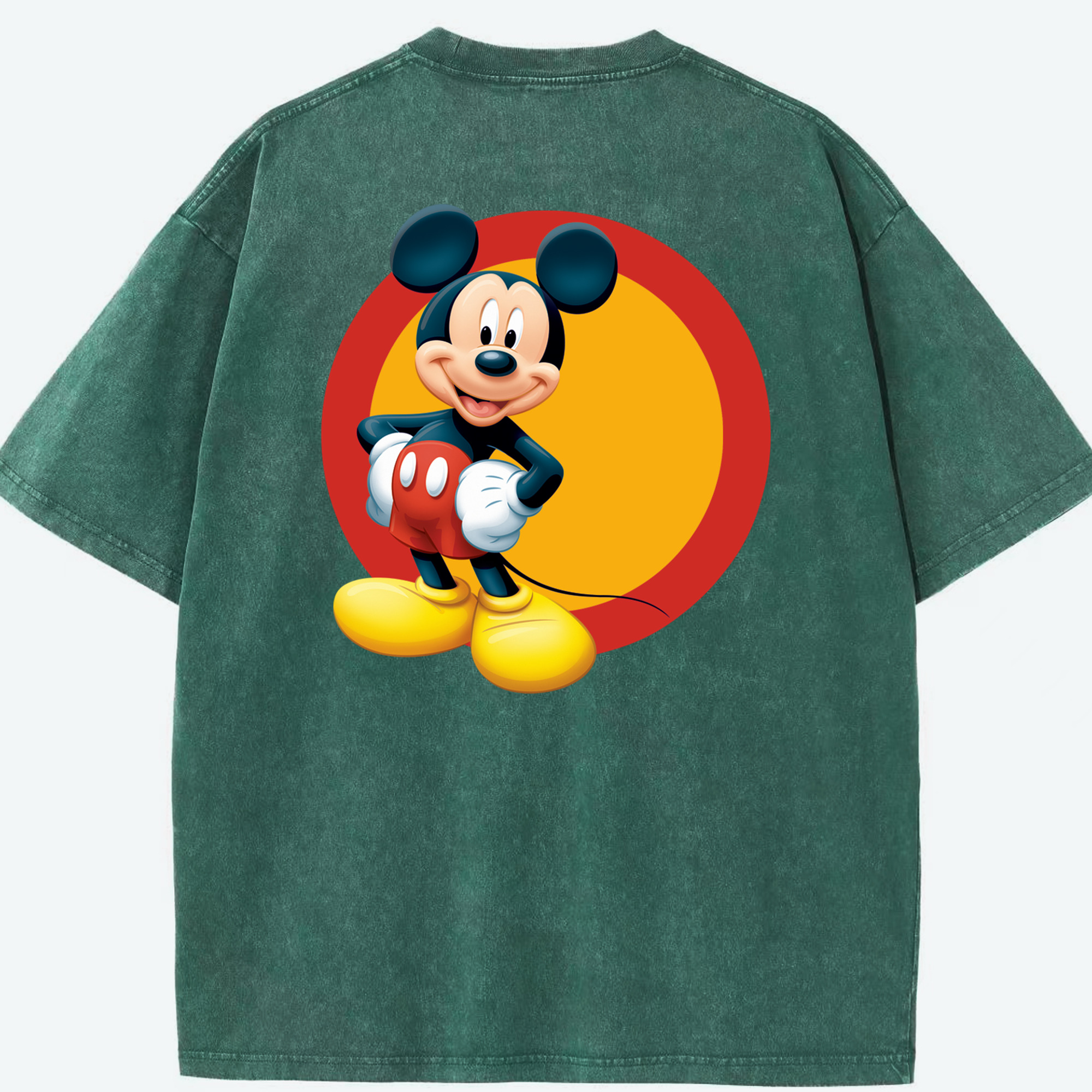 （画像用） ミッキーマウス Mickey Mouse 綿100% ヴィンテージ風 半袖Tシャツ（背面プリント）